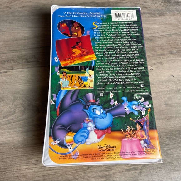 Disney’s Aladdin VHS Video Tape Black Diamond Classic Movie Clamshell Case - Picture 3 of 5